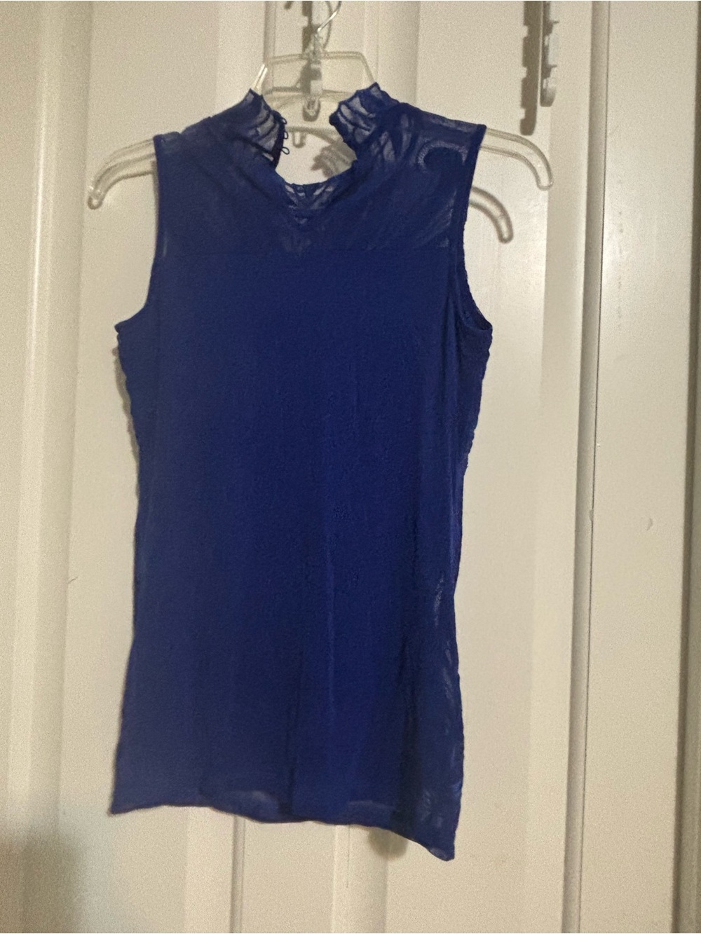 INC International Concepts Royal Blue Sleeveless Embellished Mesh Top - Picture 8 of 11
